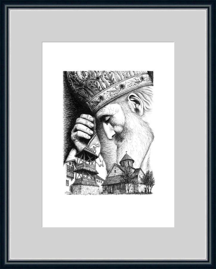 Drawing of Serbian Patriarch Pavle, Drawing Miroslav Jovanovic