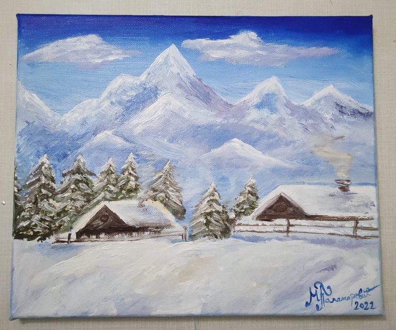 Mountain village, Painting Marina Palamarević