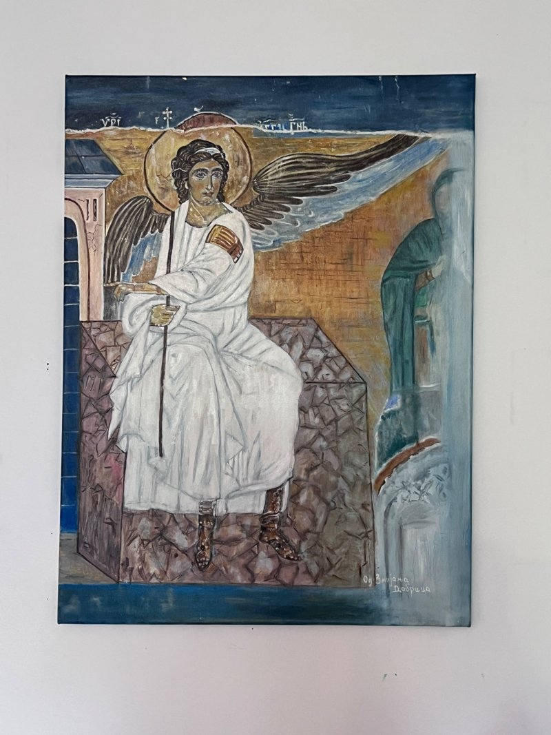 The famous White Angel fresco from the Mileševa Monastery, Painting Atelier Zmijanjski Vez