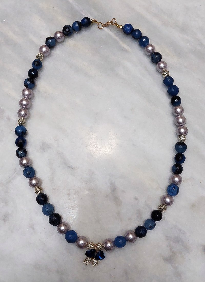 A semi-precious stone necklace with pearls, Handicraft Stasa Kovacevic