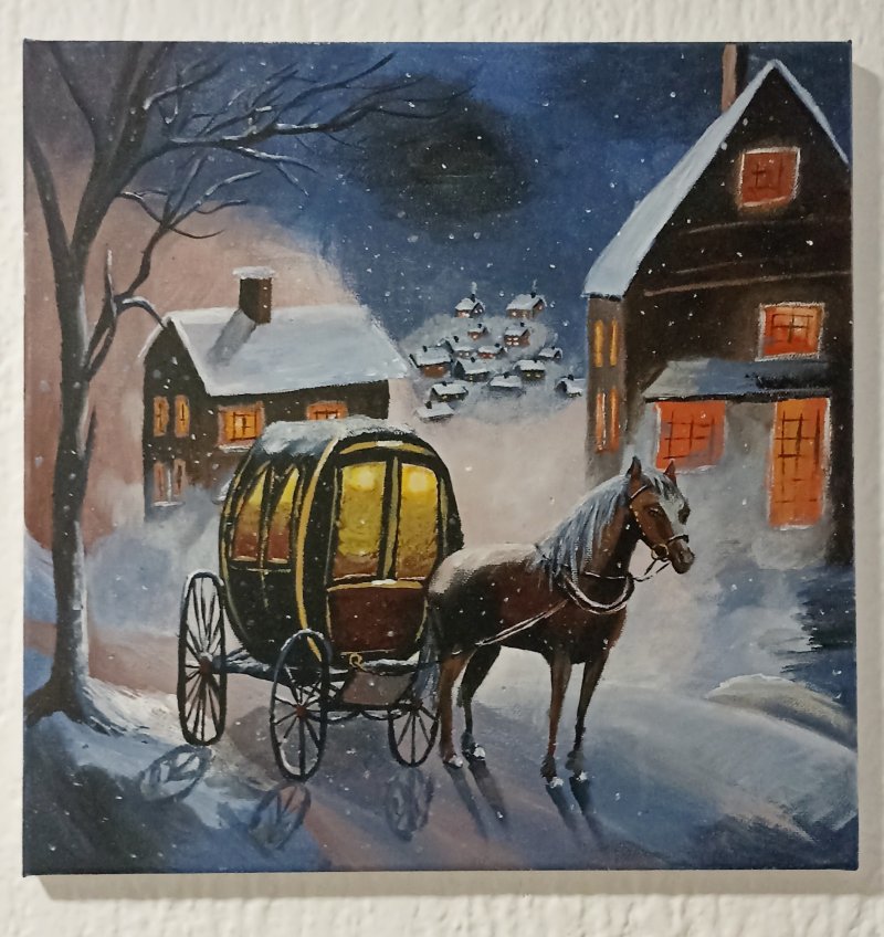 Horse and carriage, Painting Tijana Mićunović