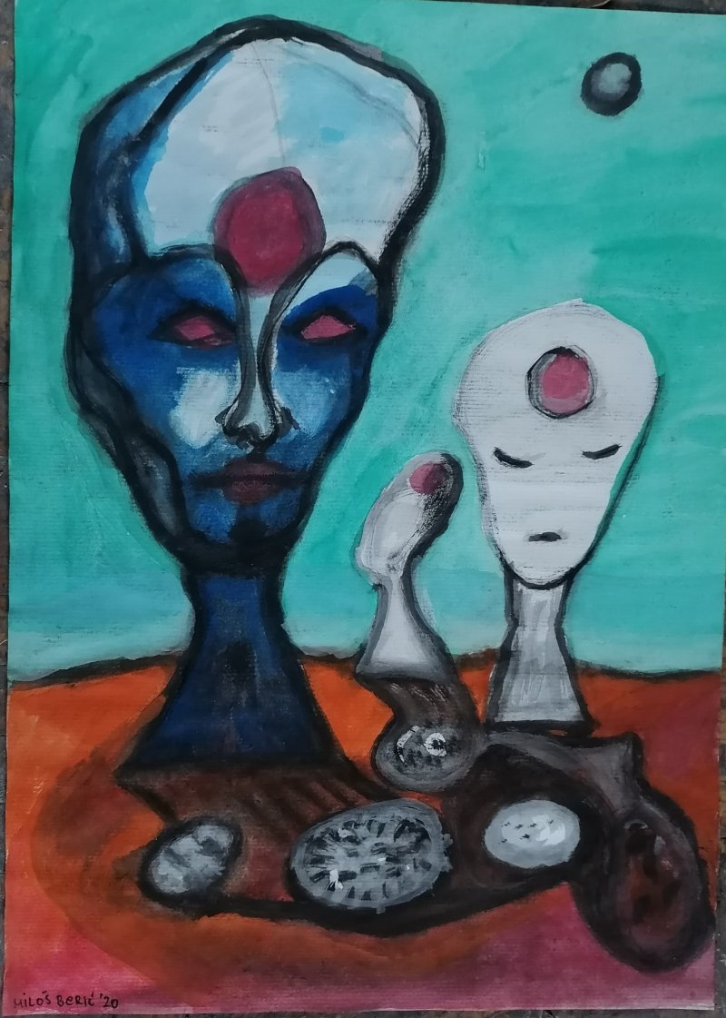 Dreaming faces, Painting highly brilliant light cutting edge