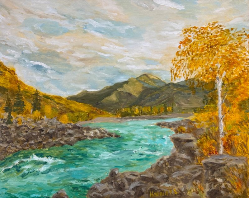 The Katun River September, Painting KSENIIA  Stafeeva
