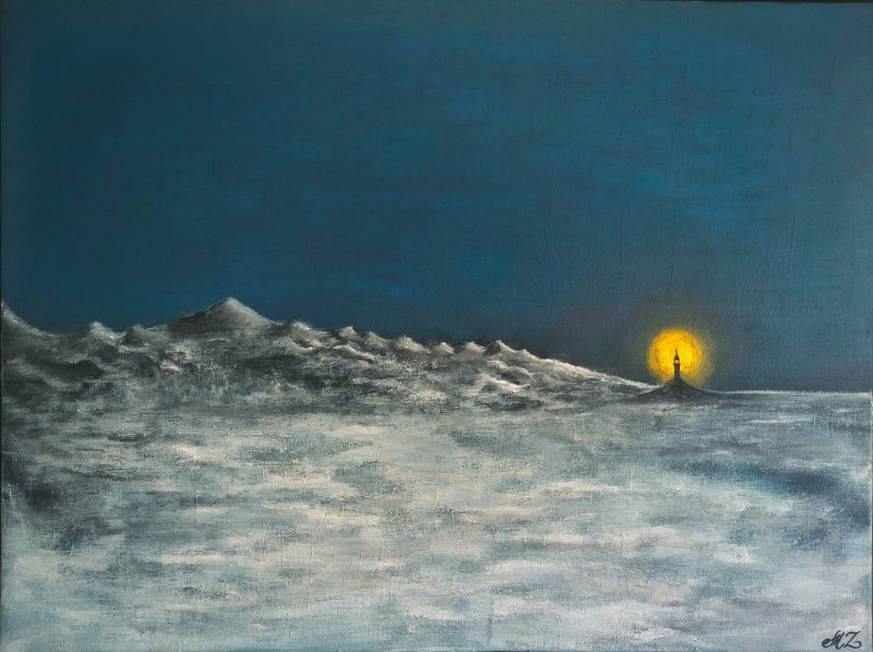 Lighthouse, Painting Modern Art Studio Modro Zeleno