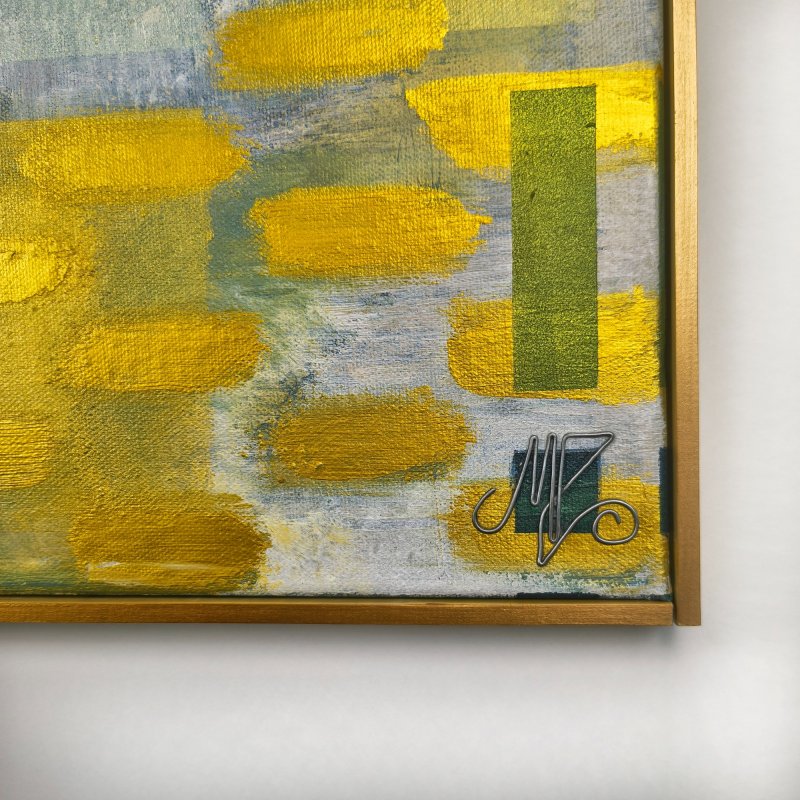 Golden silence, Painting Modern Art Studio Modro Zeleno