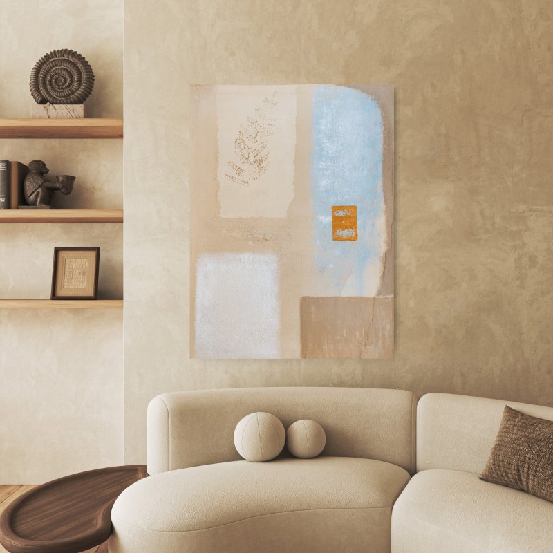 A quiet golden morning, Painting Modern Art Studio Modro Zeleno