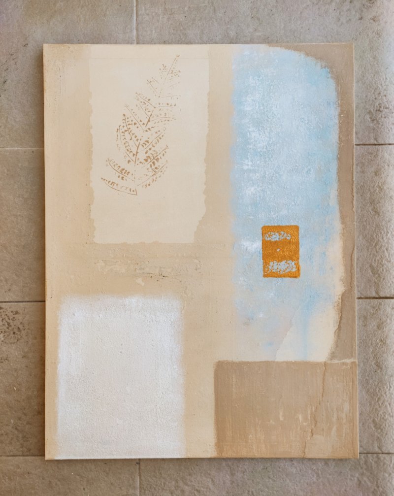 A quiet golden morning, Painting Modern Art Studio Modro Zeleno