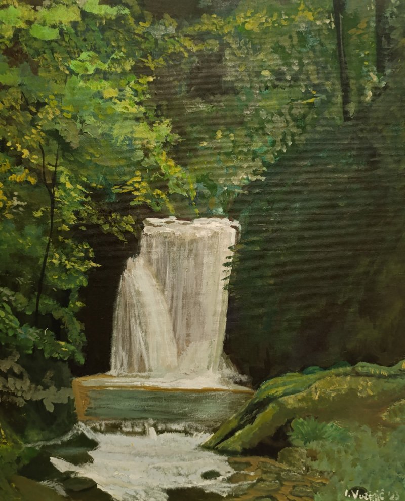 Spring waterfall, Painting Ivan Vucinic