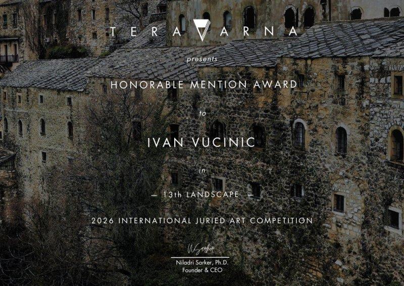 Honored place for the Crystal Winter landscape, Painting Ivan Vucinic