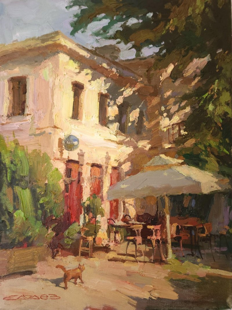 The Bar with the Red Door, Painting Mihail Vachaev