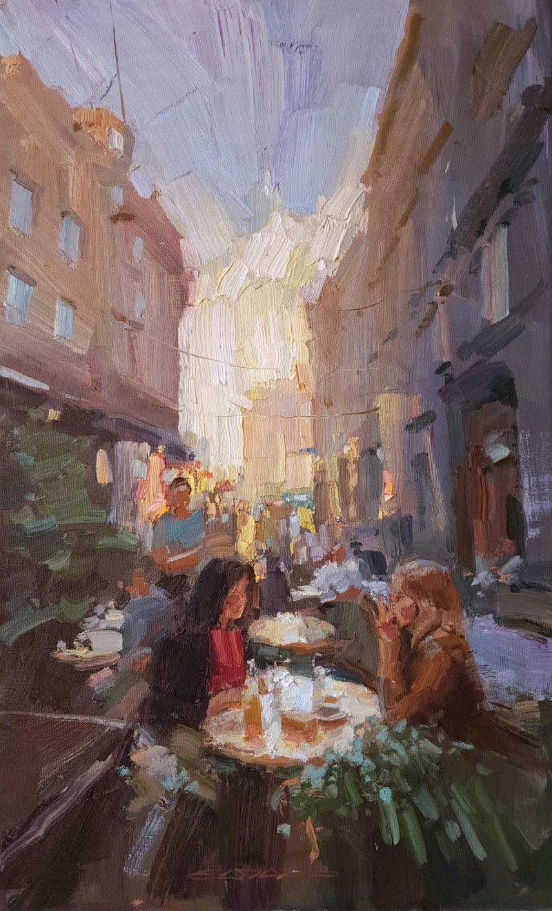 Evening Coffee, Painting Mihail Vachaev