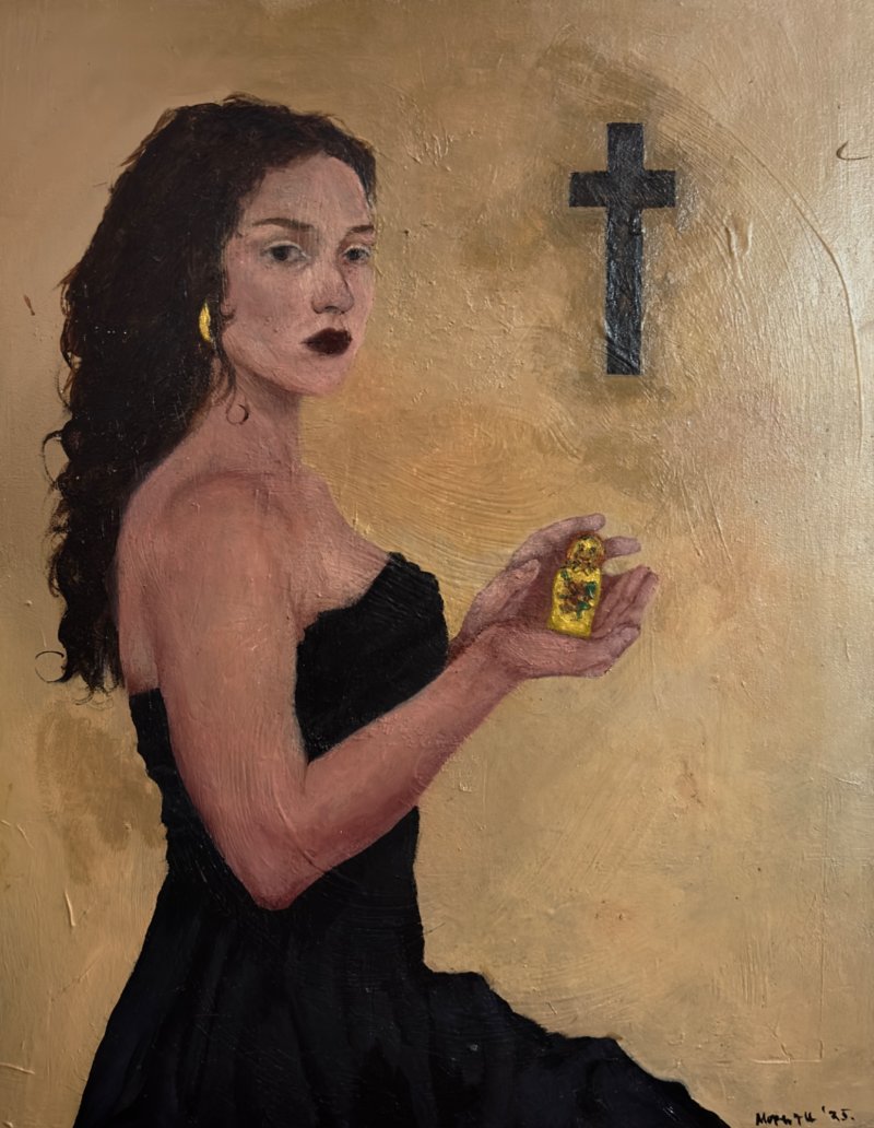Portrait with a babushka, Painting Mia Ivanović
