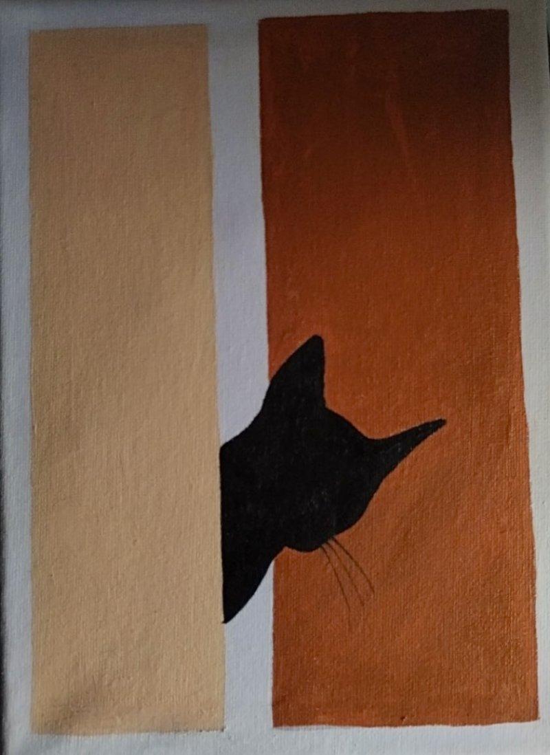 Cat at the door, Painting Marija Miljković