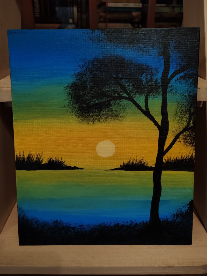 Sunset by the lake, Painting Jovana Usljebrka