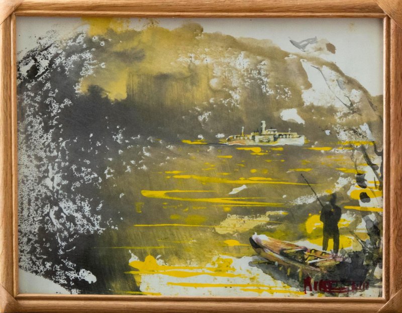 Fisherman in cubes, Painting Dragan Rumencic