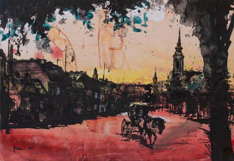 Market square, Painting Dragan Rumencic