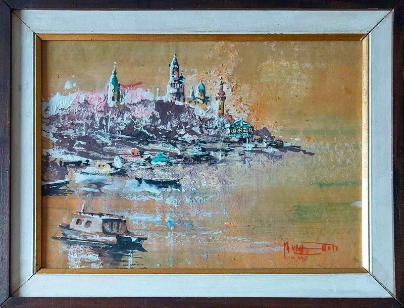 Zemun boats, Painting Dragan Rumencic