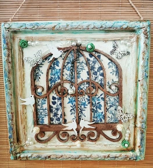 Wall plaster painting 3D ``Birds, Handicraft Maja Živković