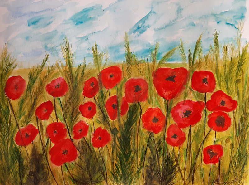Red summer, Painting Irena  Pelicic