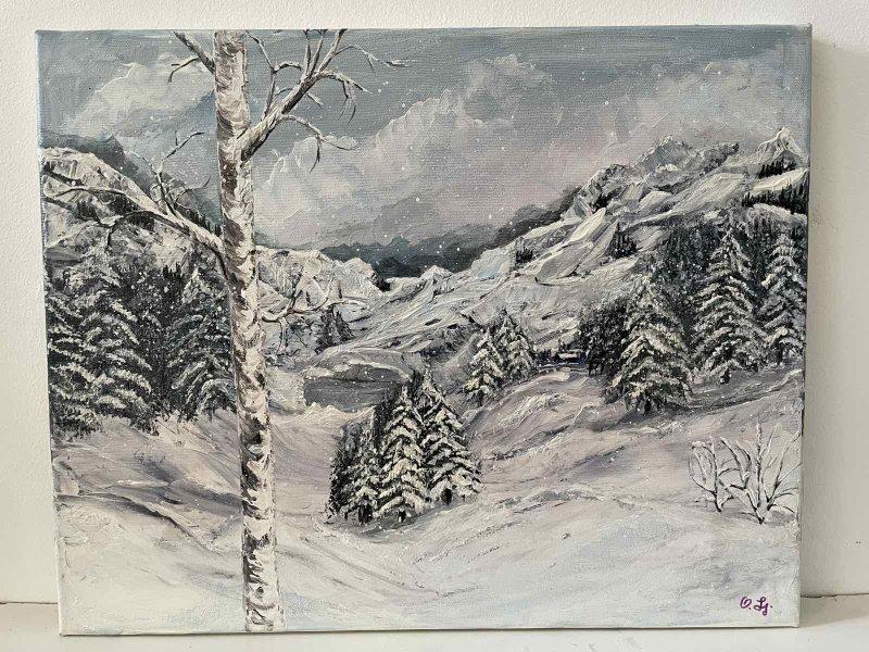 Winter landscape, Painting Ljiljana Obradovic