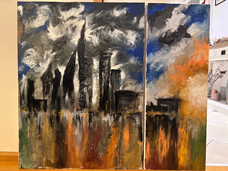 Diptih - Another city or another hope, Painting Jasmina Jovanovic