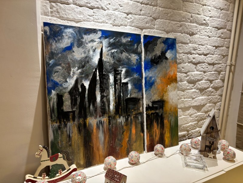 Diptih - Another city or another hope, Painting Jasmina Jovanovic