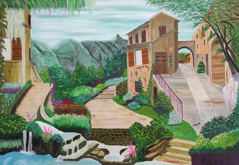Mountain Village, Painting Aleksandra Mitić