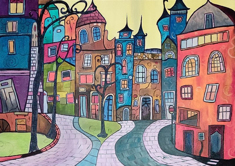 Charming Town, Painting Aleksandra Mitić