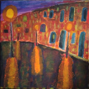 Street at night, Painting Dušan Pandžić