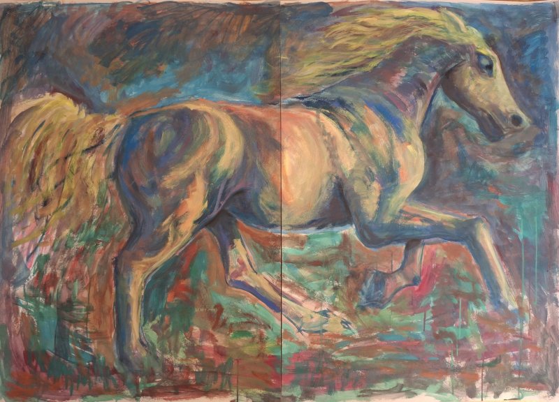 Running horse, Painting Dimitrije  Paštar