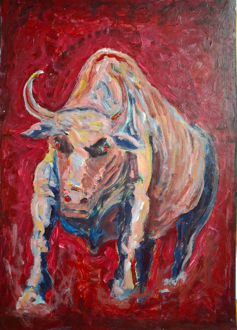 Angry bull, Painting Dimitrije  Paštar
