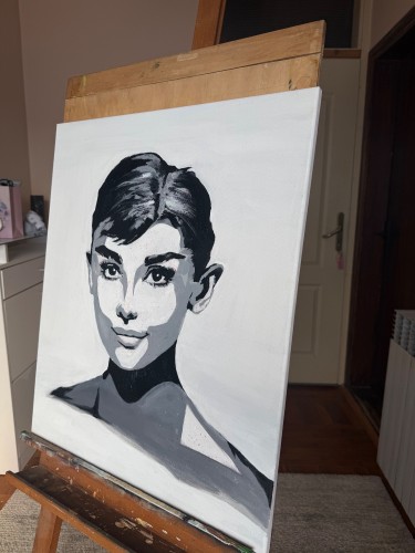 Portrait of Audrey Hepburn, Painting Milica Dragosavac
