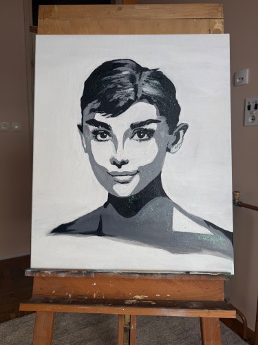 Portrait of Audrey Hepburn, Painting Milica Dragosavac