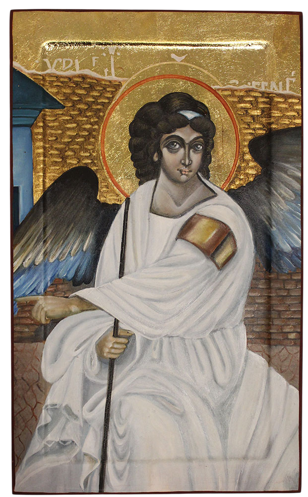 Icon of the White Angel – Byzantine Style, Oil and Pigments on Wood, Painting Mirjana Zivković