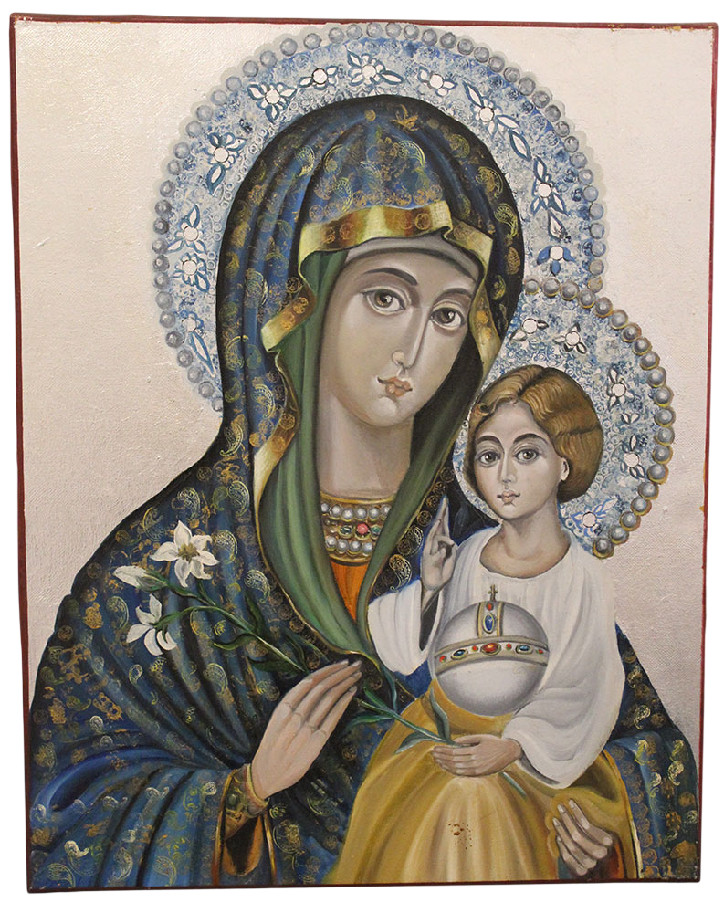 Icon of the Most Holy Theotokos – Byzantine Style, Oil on Canvas