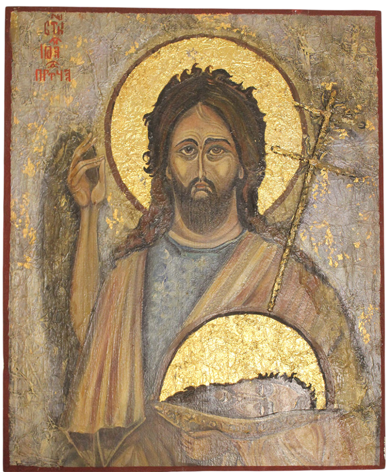 Icon of Saint John the Baptist – Byzantine Style, Oil and Pigments on Wood