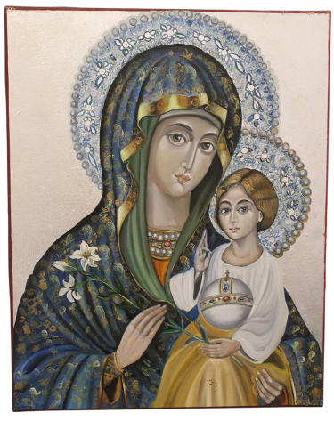 Icon of the Most Holy Theotokos – Byzantine Style, Oil on Canvas