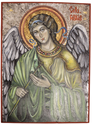 Icon of Archangel Gabriel – Byzantine Style, Oil and Pigments on Wood
