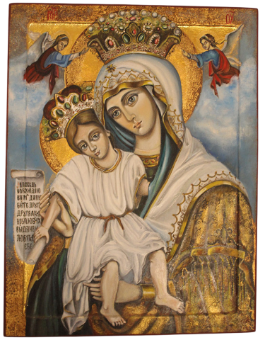 Icon of the Most Holy Mother of God – Russian Style, Oil and Pigments on Wood