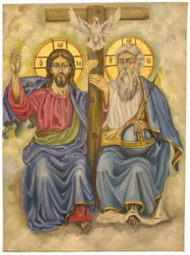 Icon of the Holy Trinity – Russian Style, Oil on Canvas