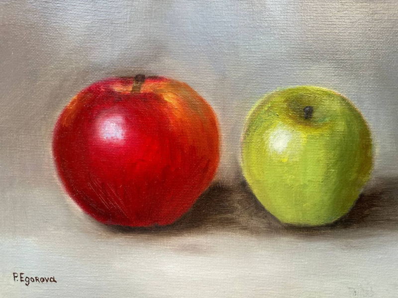 2 apples, Painting Polina Egorova