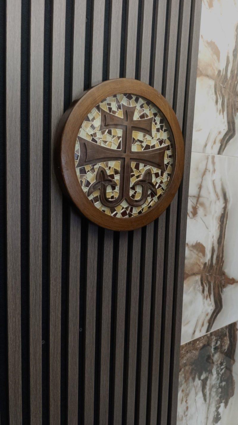 Student cross wood mosaic, Handicraft Marijana Djukic