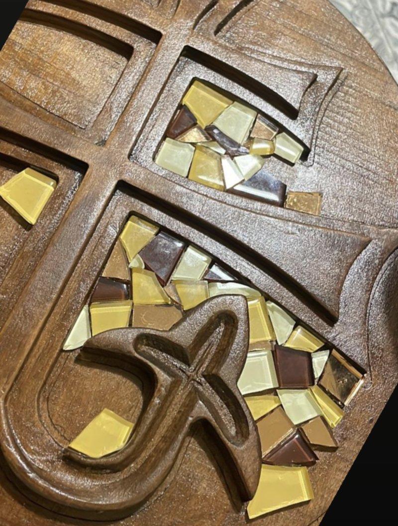 Student cross wood mosaic, Handicraft Marijana Djukic