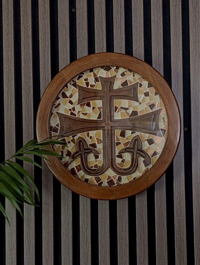 Student cross wood mosaic, Handicraft Marijana Djukic