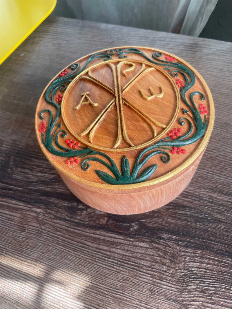 Christogram decorative box, Handicraft Marijana Djukic