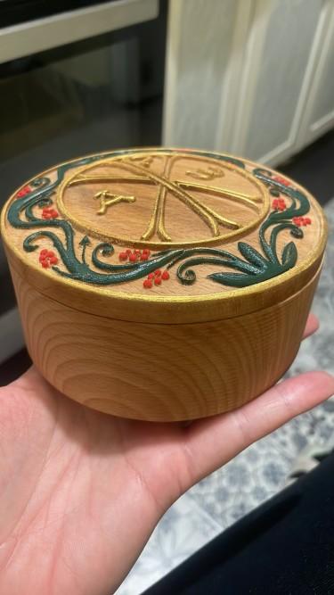 Christogram decorative box, Handicraft Marijana Djukic