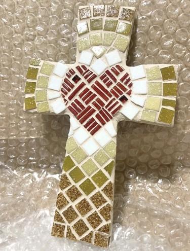 Cross mosaic with a heart