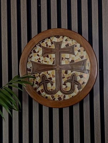 Student cross wood mosaic