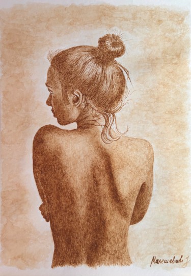Coffee Painting, Girls back, Painting Jelena Malešević