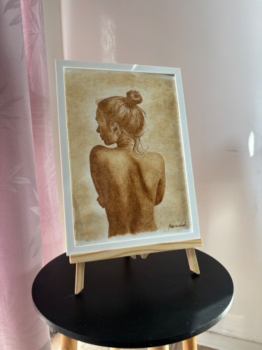 Coffee Painting, Girls back, Painting Jelena Malešević